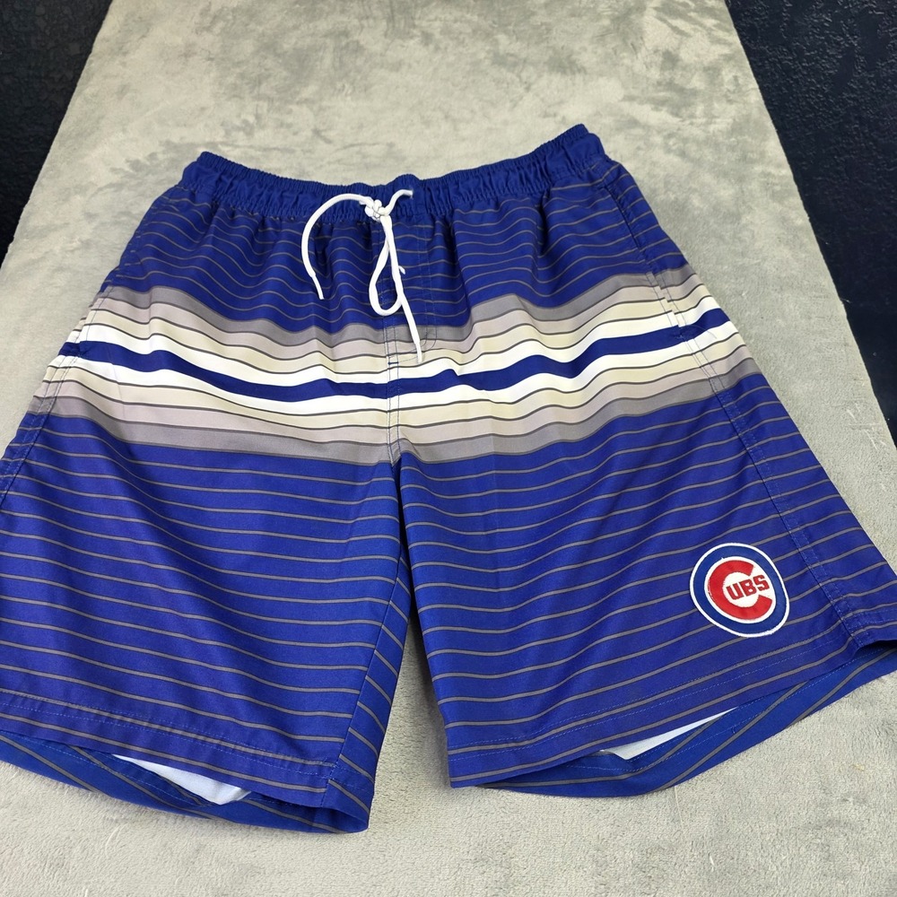 MLB Genuine Merchandise Men's Chicago Cubs Striped Swim Trunks- Sz XL
